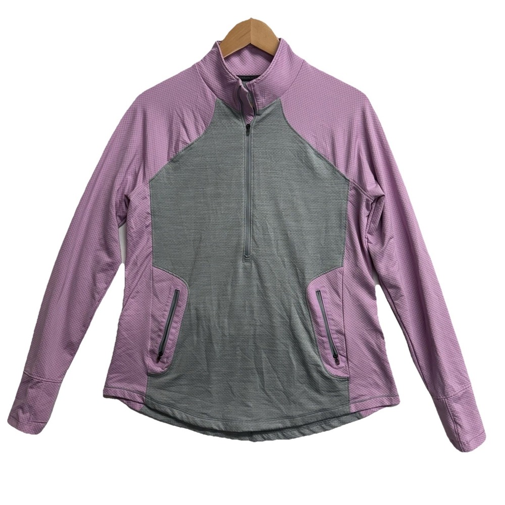 Under Armour ColdGear Reactor Womens XL Pink Gray 1/4 Zip Pullover Fitted Run